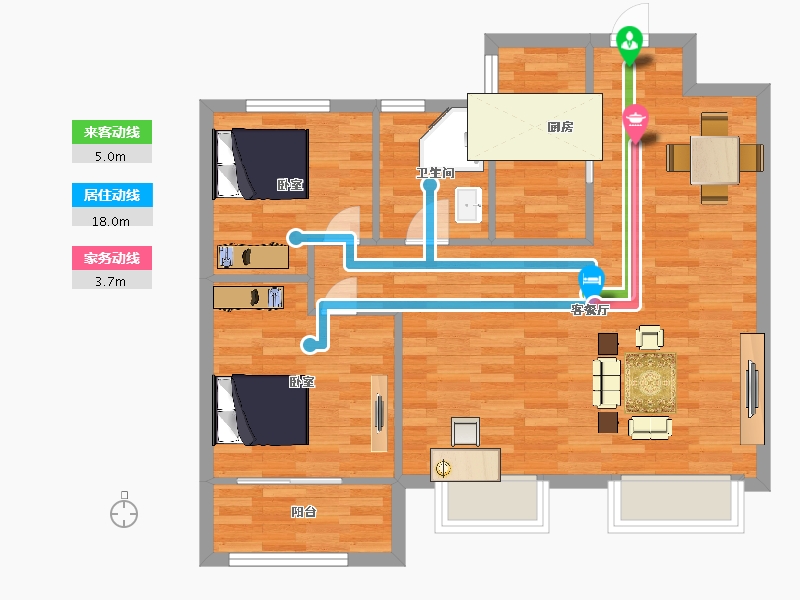 陕西省-西安市-隆基泰和万和郡17号楼95㎡-76.00-户型库-动静线