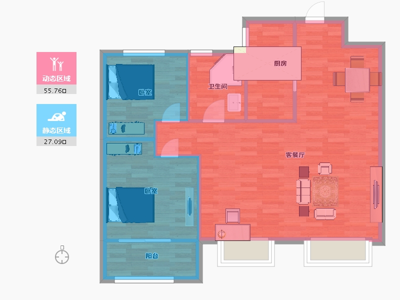 陕西省-西安市-隆基泰和万和郡17号楼95㎡-76.00-户型库-动静分区