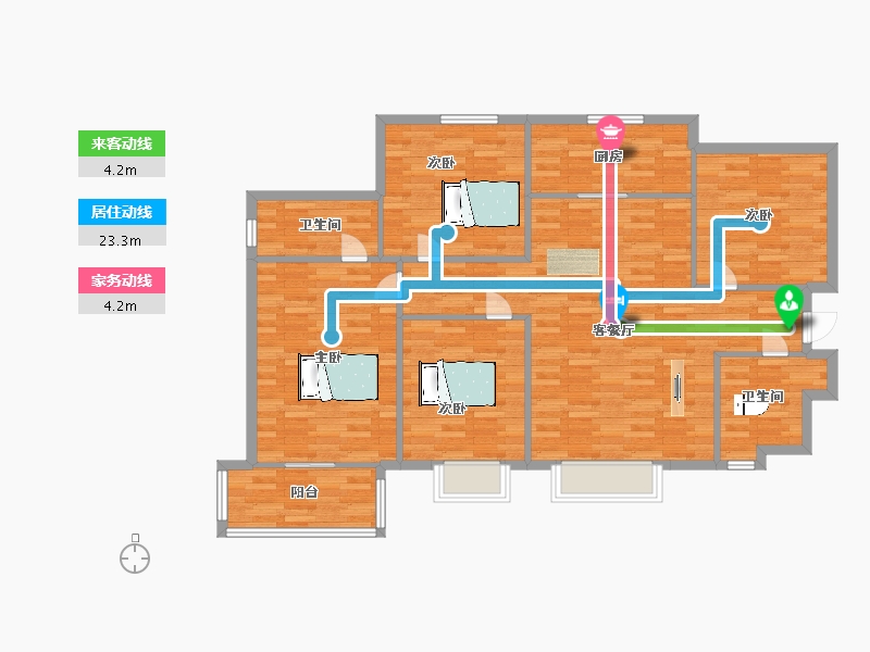 陕西省-西安市-白桦林家愿6号楼146㎡-117.00-户型库-动静线