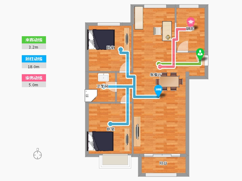 陕西省-西安市-隆基泰和万和郡17号楼102㎡-81.60-户型库-动静线