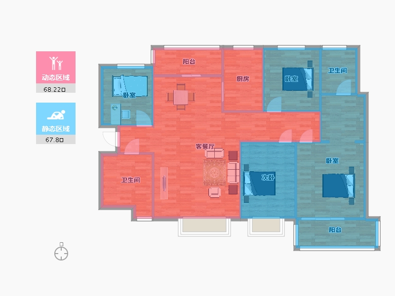 陕西省-西安市-白桦林家愿6号楼156㎡-124.99-户型库-动静分区