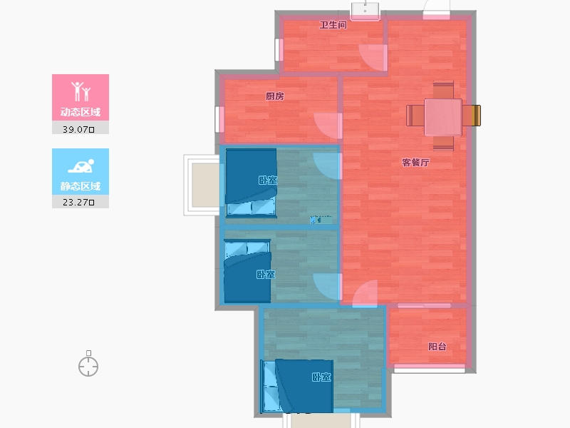 陕西省-西安市-逸景佲园2号楼91㎡-69.83-户型库-动静分区