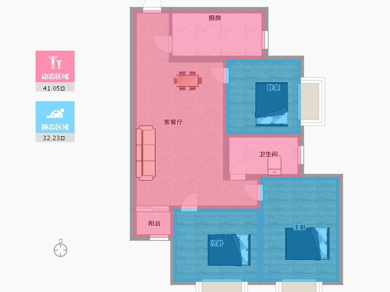 陕西省-西安市-逸景佲园2号楼109㎡-64.11-户型库-动静分区