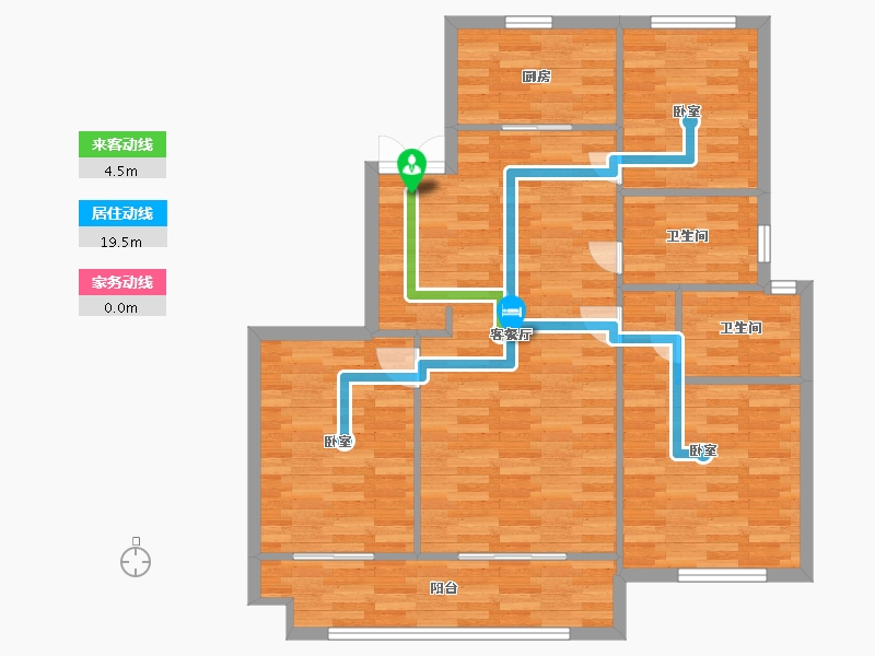 陕西省-西安市-中天诚品129㎡-93.38-户型库-动静线