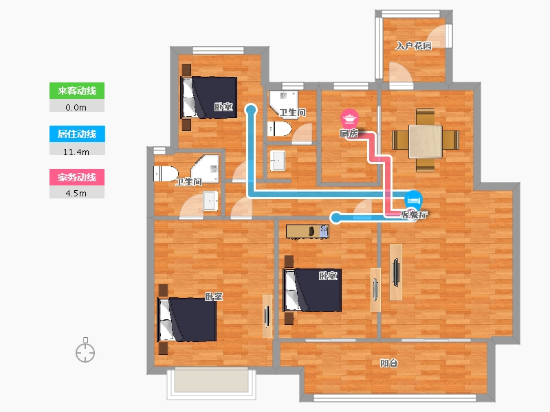 陕西省-西安市-力高宝格丽天悦华府7号楼,54号楼133㎡-110.91-户型库-动静线