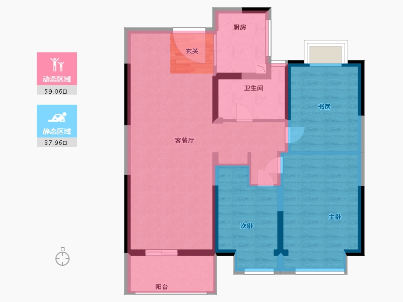 江苏省-扬州市-宝雅新天地-86.90-户型库-动静分区