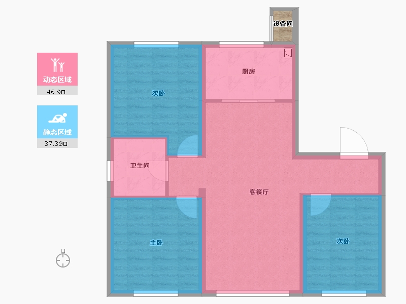 黑龙江省-哈尔滨市-汇智环球金贸城-76.60-户型库-动静分区