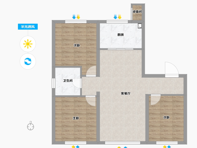 黑龙江省-哈尔滨市-汇智环球金贸城-76.60-户型库-采光通风