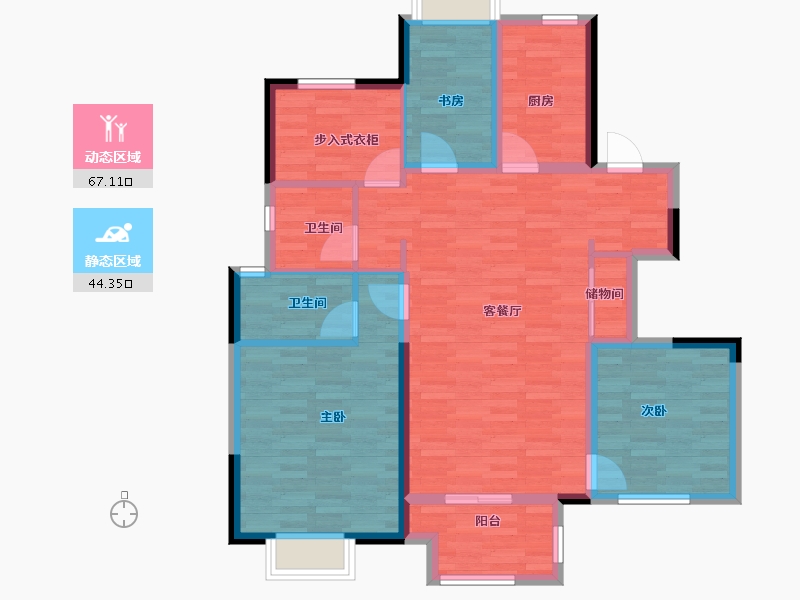 浙江省-绍兴市-新城棠樾-100.00-户型库-动静分区