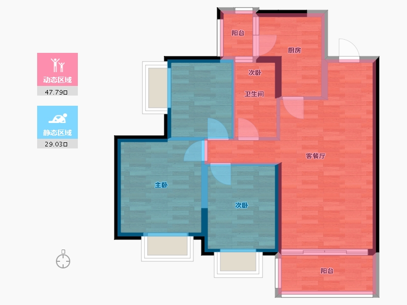 四川省-成都市-恒大未来城一期-68.19-户型库-动静分区