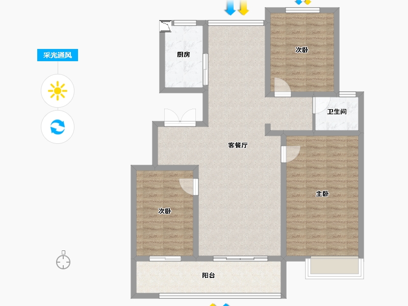 安徽省-亳州市-中丞双玺-107.46-户型库-采光通风