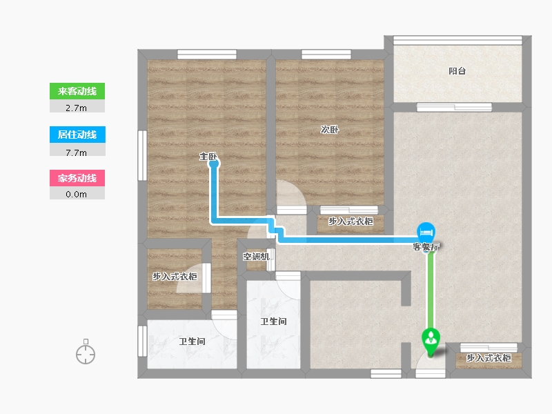 Florida-Miami-Dade-Biscayne Apartments-72.74-户型库-动静线