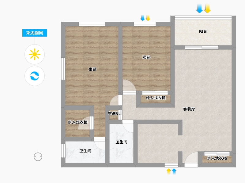 Florida-Miami-Dade-Biscayne Apartments-72.74-户型库-采光通风