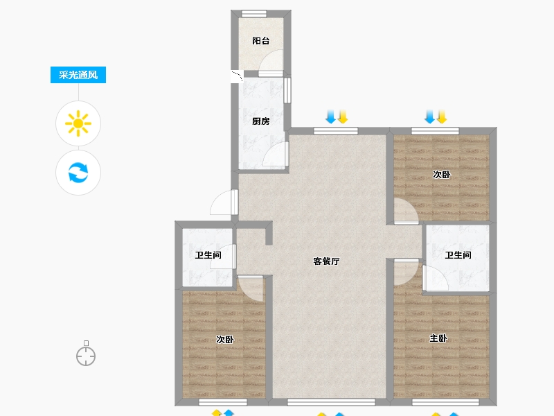 黑龙江省-哈尔滨市-鲁商凤凰城-98.44-户型库-采光通风