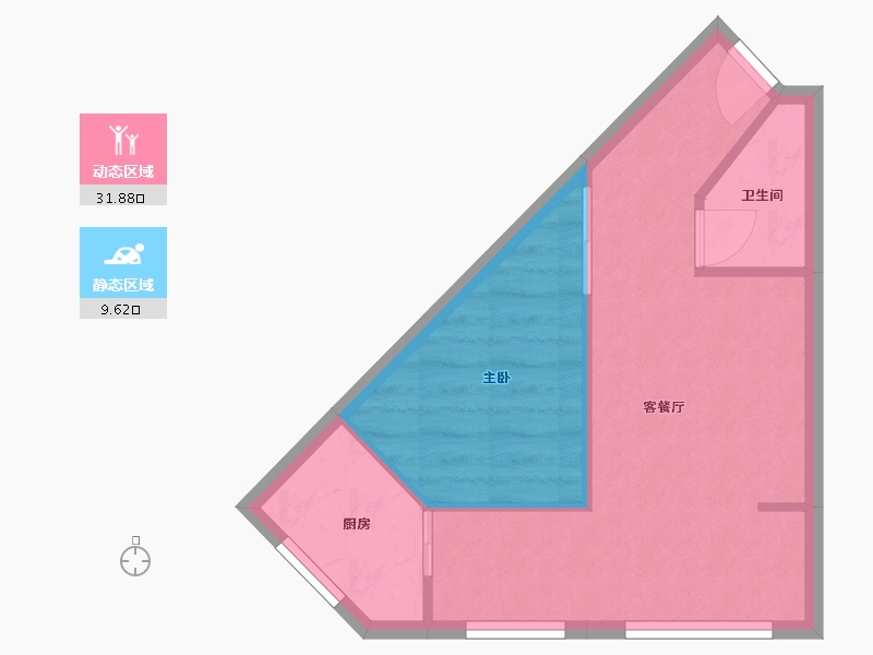 四川省-成都市-锦绣尚城3号楼5户型54m²-37.12-户型库-动静分区