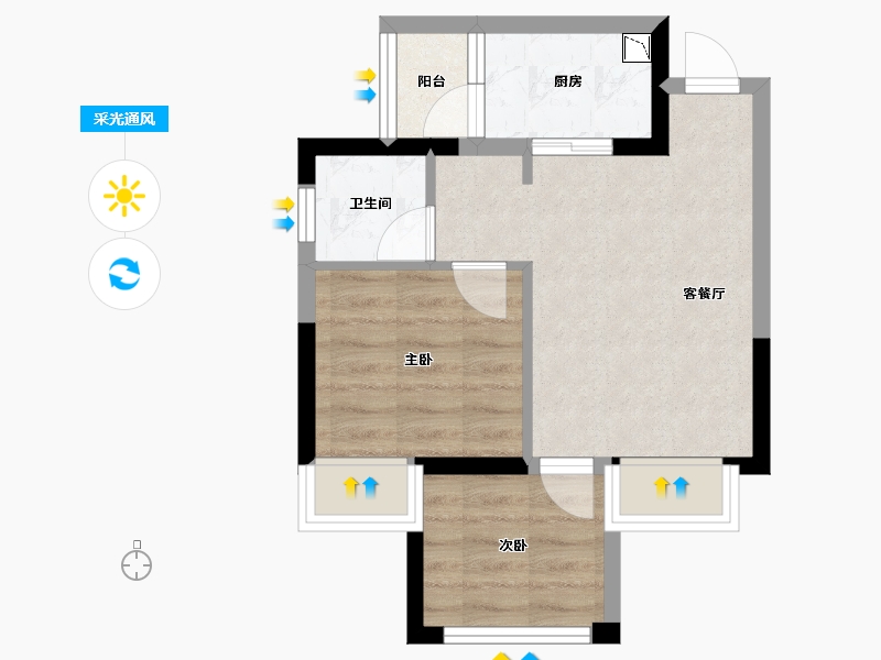 四川省-成都市-春熙悦州B3户型53㎡-41.35-户型库-采光通风