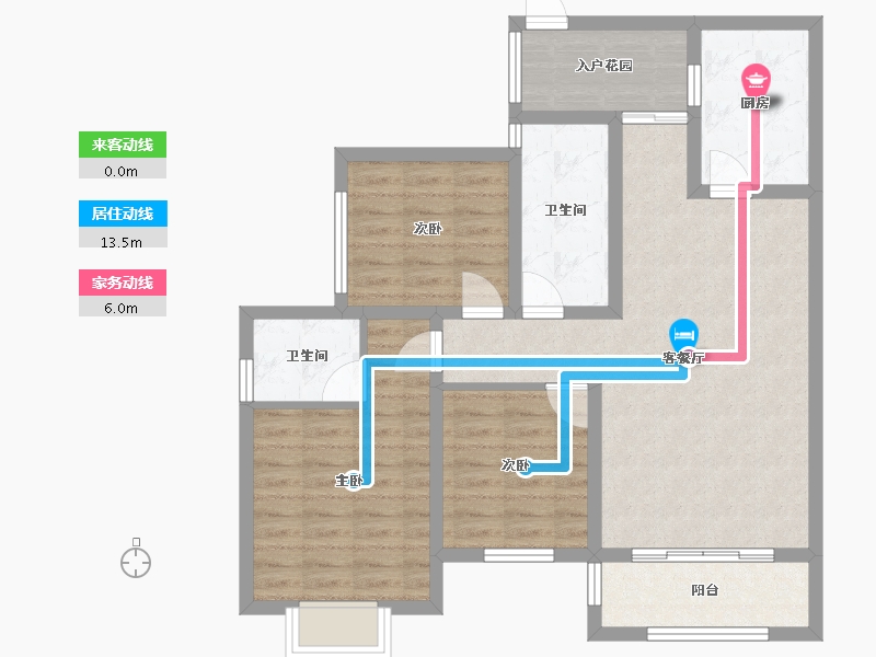 四川省-成都市-海德花园B2户型116m²-89.08-户型库-动静线