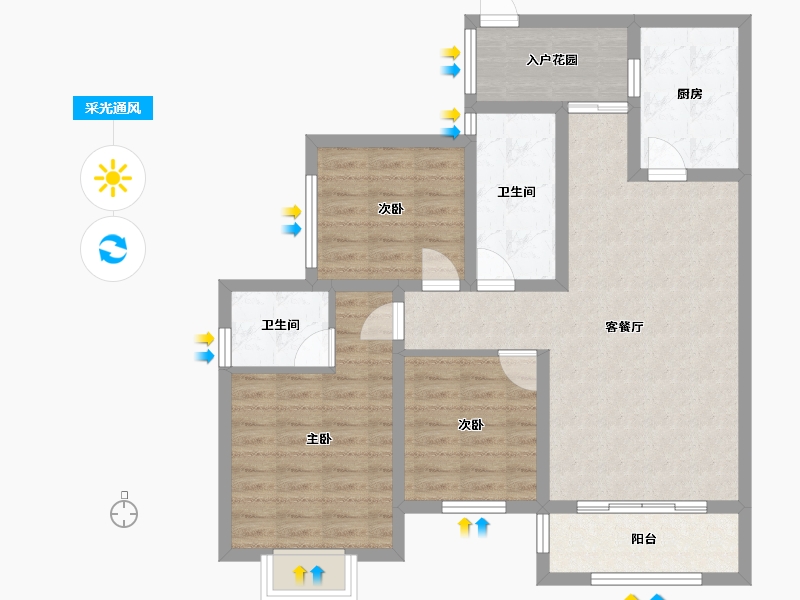 四川省-成都市-海德花园B2户型116m²-89.08-户型库-采光通风