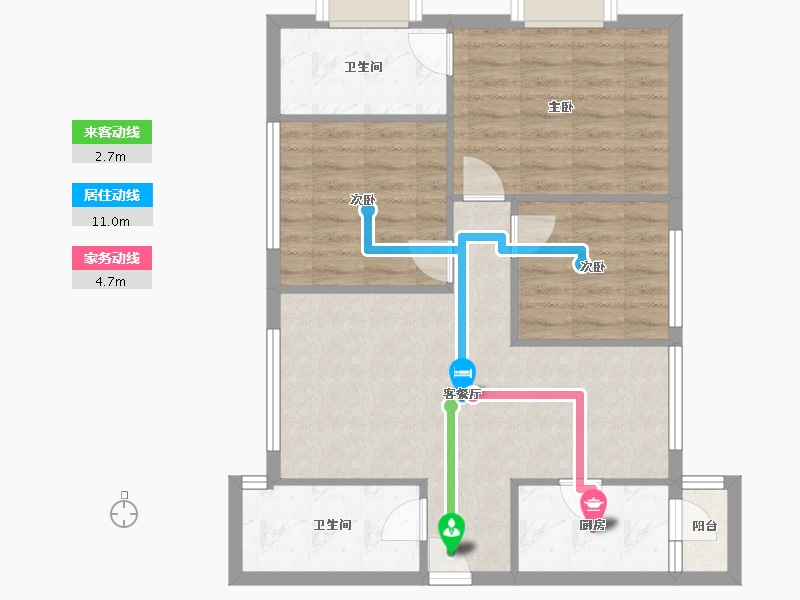 四川省-成都市-海德花园E3户型97m²-73.61-户型库-动静线