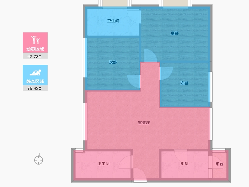 四川省-成都市-海德花园E3户型97m²-73.61-户型库-动静分区