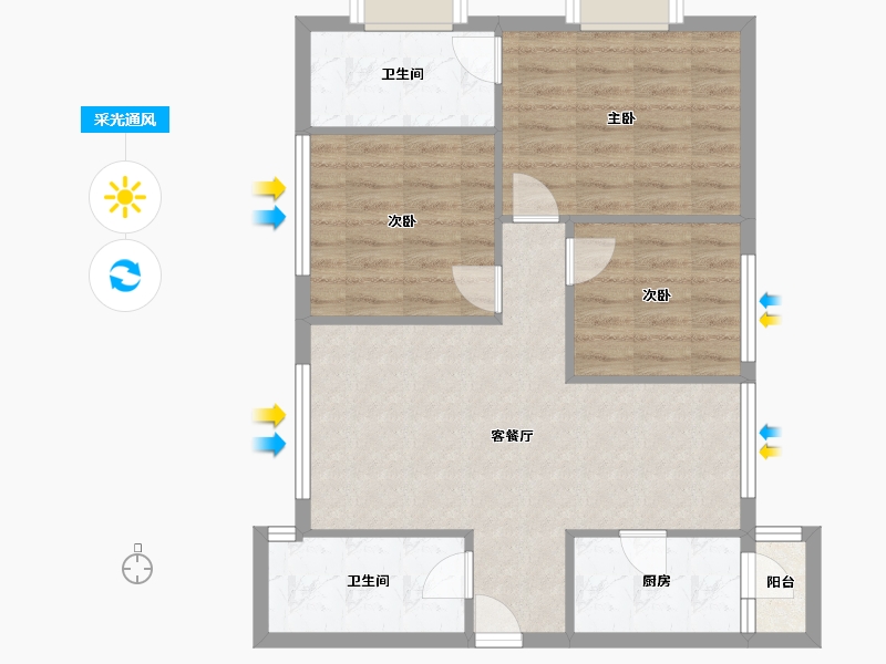 四川省-成都市-海德花园E3户型97m²-73.61-户型库-采光通风