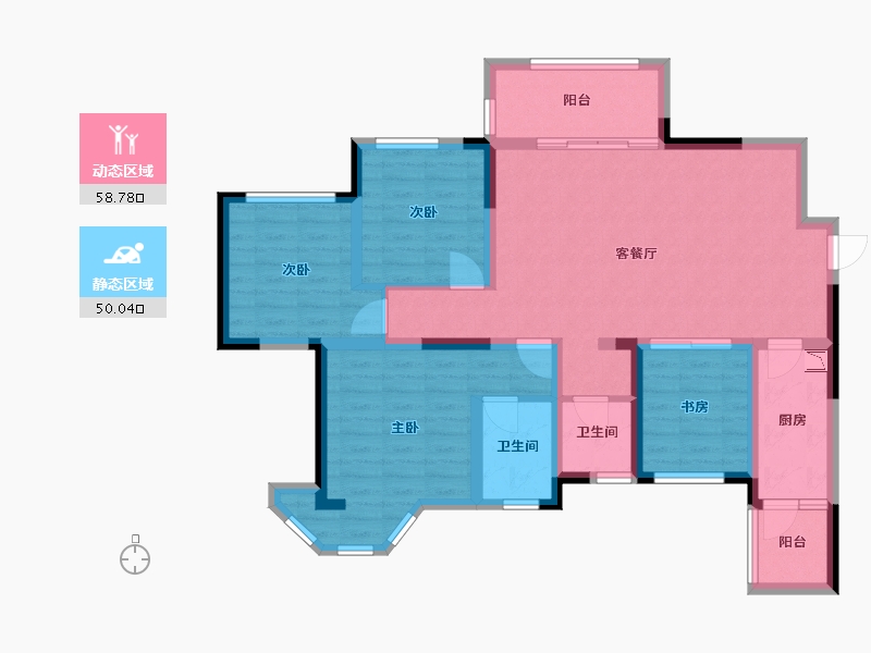 四川省-成都市-海德花园E2户型122m²-95.69-户型库-动静分区