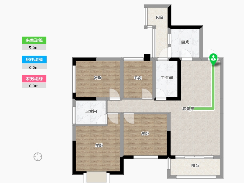 四川省-成都市-海德花园E4户型120m²-91.71-户型库-动静线