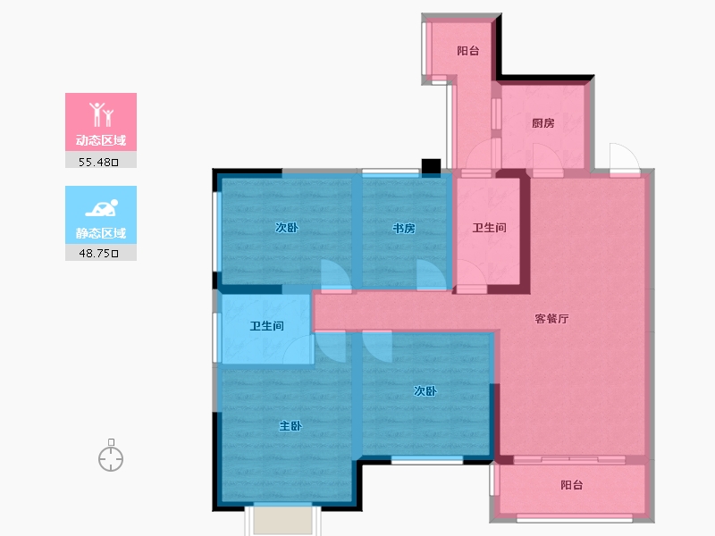 四川省-成都市-海德花园E4户型120m²-91.71-户型库-动静分区