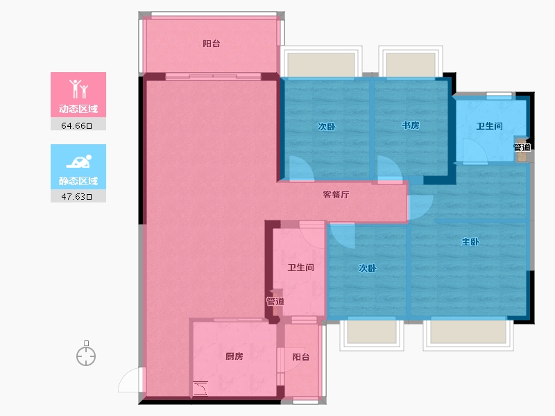 四川省-成都市-恒大翡翠龙庭(3,B地块12,B地块13)号楼131m²-100.53-户型库-动静分区