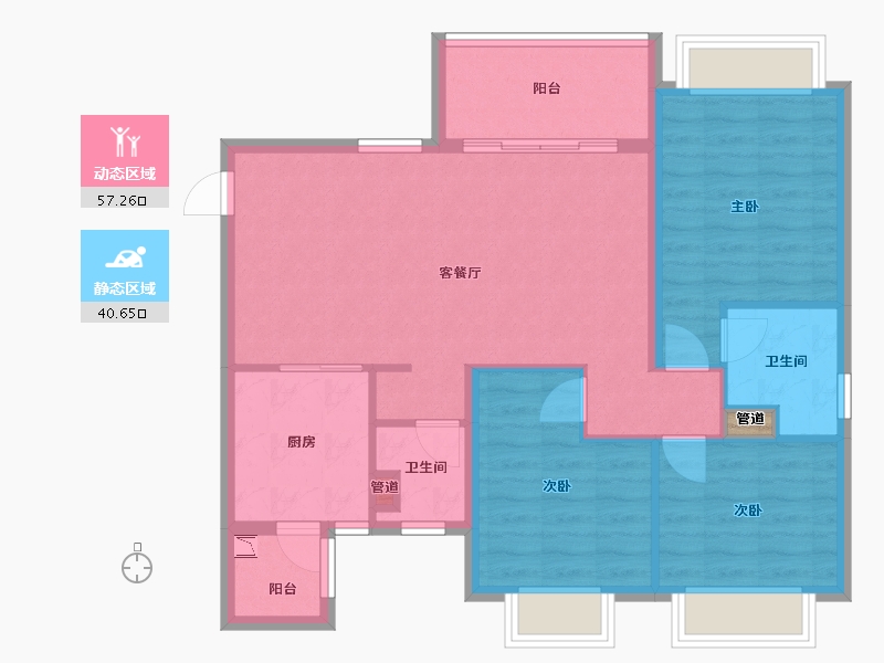 四川省-成都市-恒大翡翠龙庭4号楼109m²-88.30-户型库-动静分区