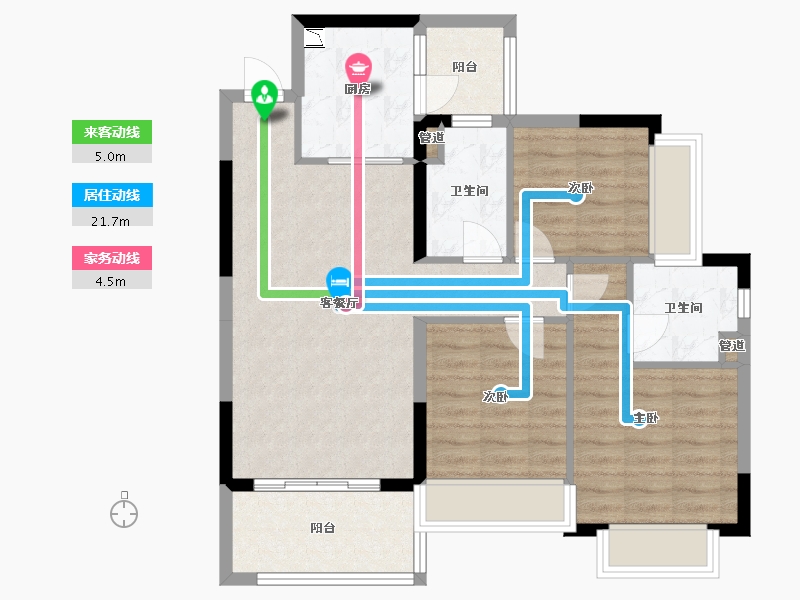 四川省-成都市-恒大翡翠龙庭5号楼,8号楼,10号楼106m²-80.75-户型库-动静线