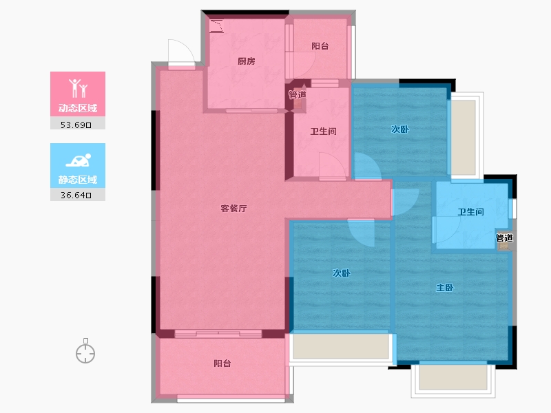 四川省-成都市-恒大翡翠龙庭5号楼,8号楼,10号楼106m²-80.75-户型库-动静分区