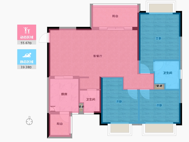 四川省-成都市-恒大翡翠龙庭5号楼,10号楼110m²-85.68-户型库-动静分区