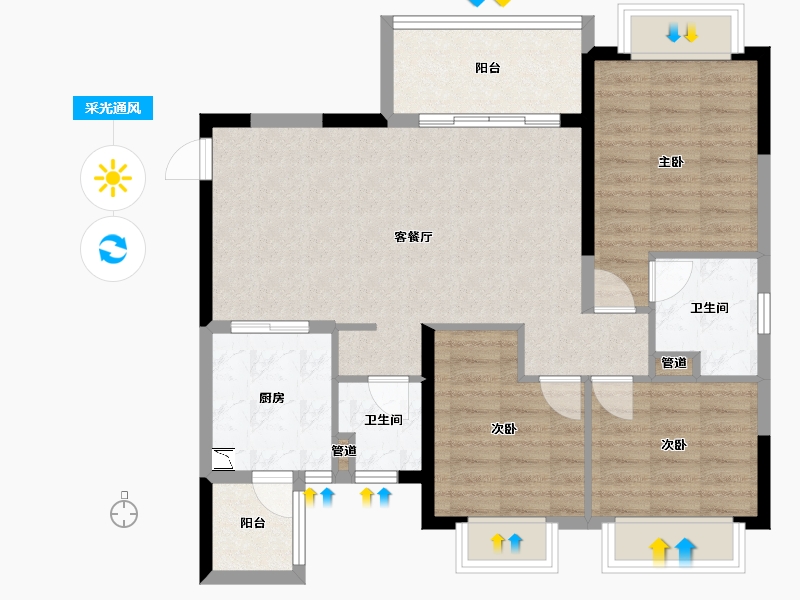 四川省-成都市-恒大翡翠龙庭5号楼,10号楼110m²-85.68-户型库-采光通风