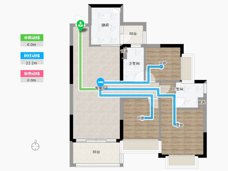 四川省-成都市-恒大翡翠龙庭6号楼108m²-86.39-户型库-动静线