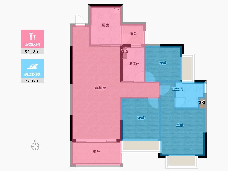 四川省-成都市-恒大翡翠龙庭6号楼108m²-86.39-户型库-动静分区