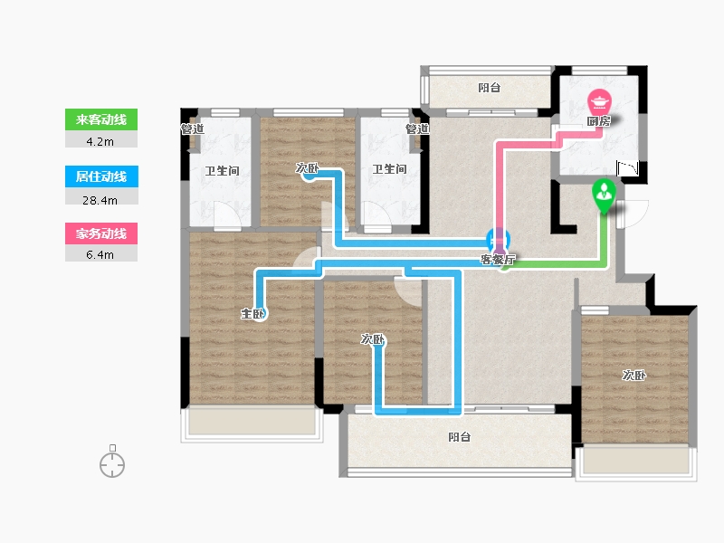 四川省-成都市-华润置地理想之城(13,14,17)号楼144m²-120.34-户型库-动静线