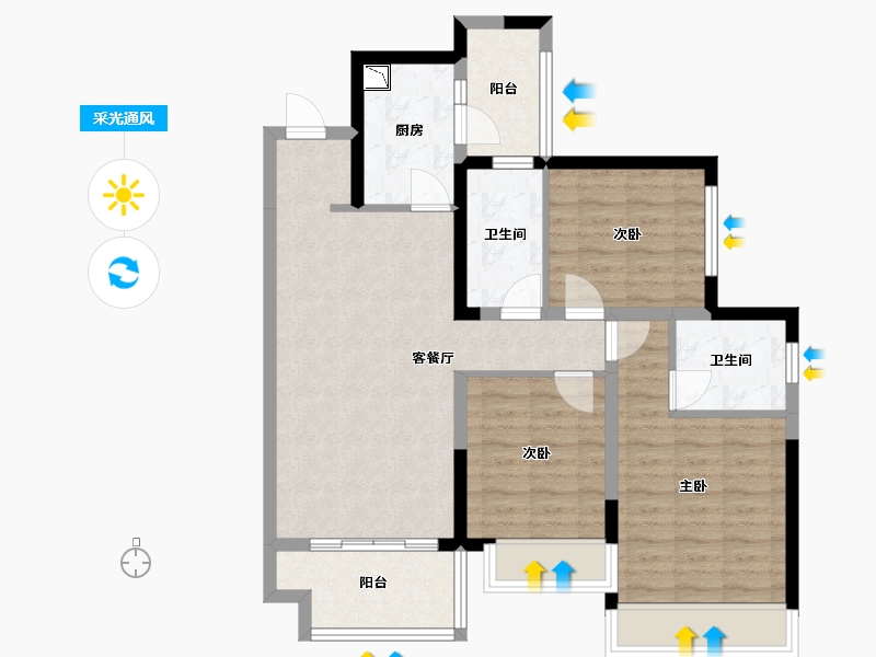 四川省-成都市-华润置地理想之城3号楼112m²-84.03-户型库-采光通风