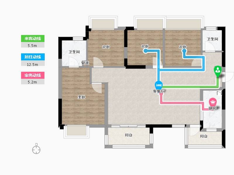 四川省-成都市-佳兆业金域都荟5号楼,6号楼122m²-94.19-户型库-动静线