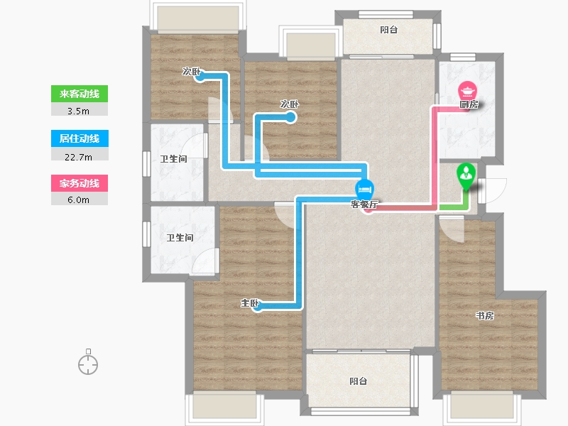 四川省-成都市-佳兆业金域都荟A1户型133m²-106.41-户型库-动静线