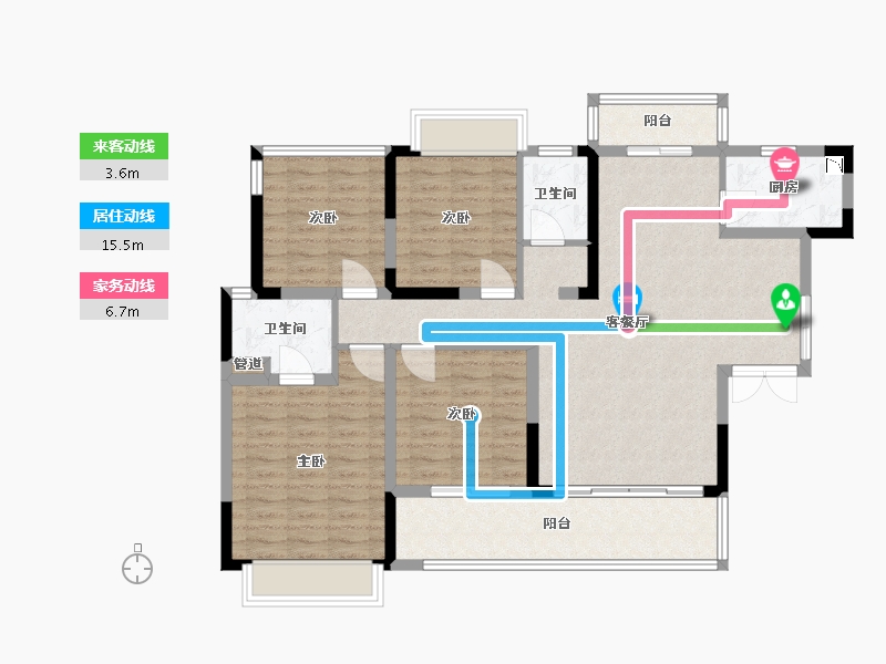 四川省-成都市-金誉兰庭(1,二期1,2,二期2)号楼129m²-110.33-户型库-动静线