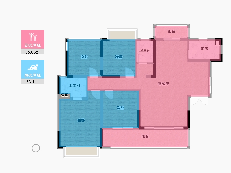 四川省-成都市-金誉兰庭(1,二期1,2,二期2)号楼129m²-110.33-户型库-动静分区