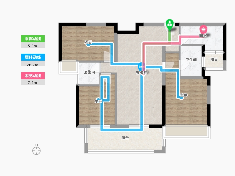 四川省-成都市-置信丽都府B户型113㎡-83.53-户型库-动静线