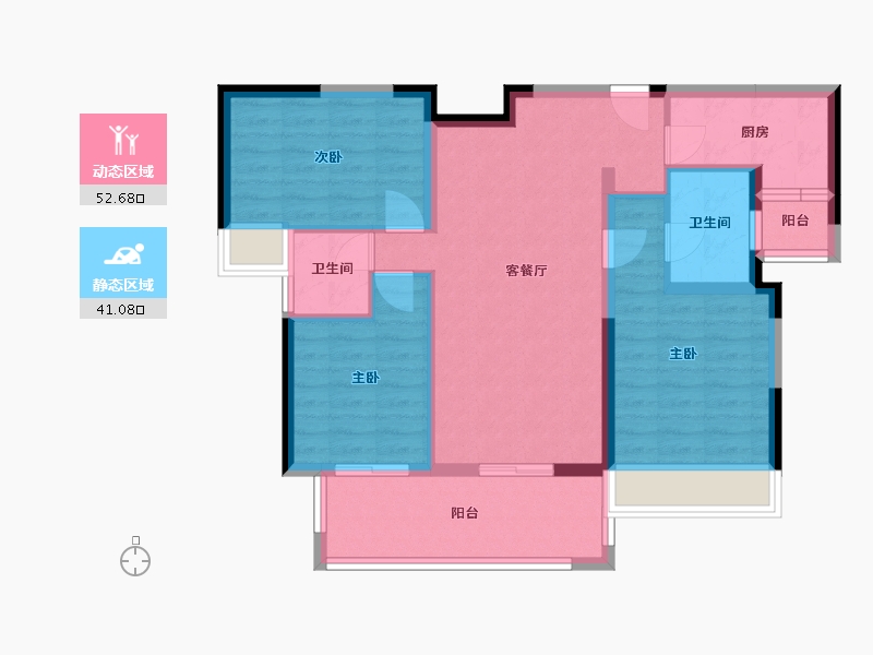 四川省-成都市-置信丽都府B户型113㎡-83.53-户型库-动静分区