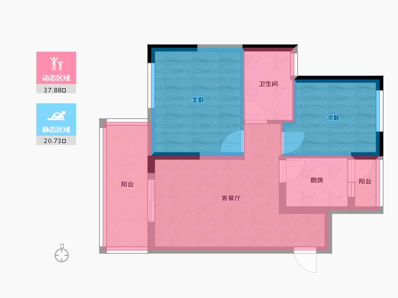 四川省-成都市-置信仙林谷乡B1户型67㎡-51.47-户型库-动静分区