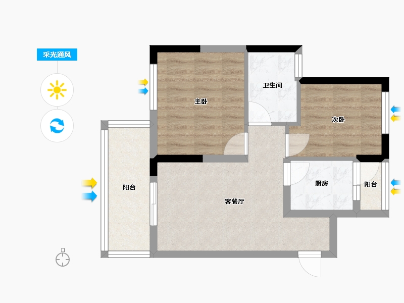 四川省-成都市-置信仙林谷乡B1户型67㎡-51.47-户型库-采光通风