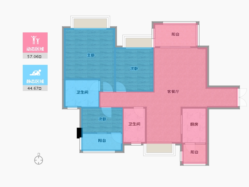 四川省-成都市-君悦濠庭C1户型115m²-92.29-户型库-动静分区