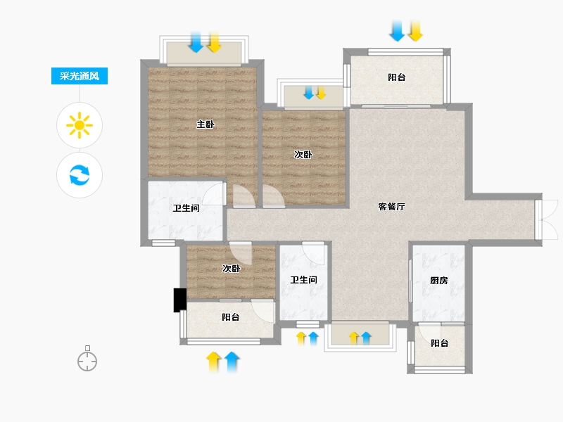 四川省-成都市-君悦濠庭C1户型115m²-92.29-户型库-采光通风