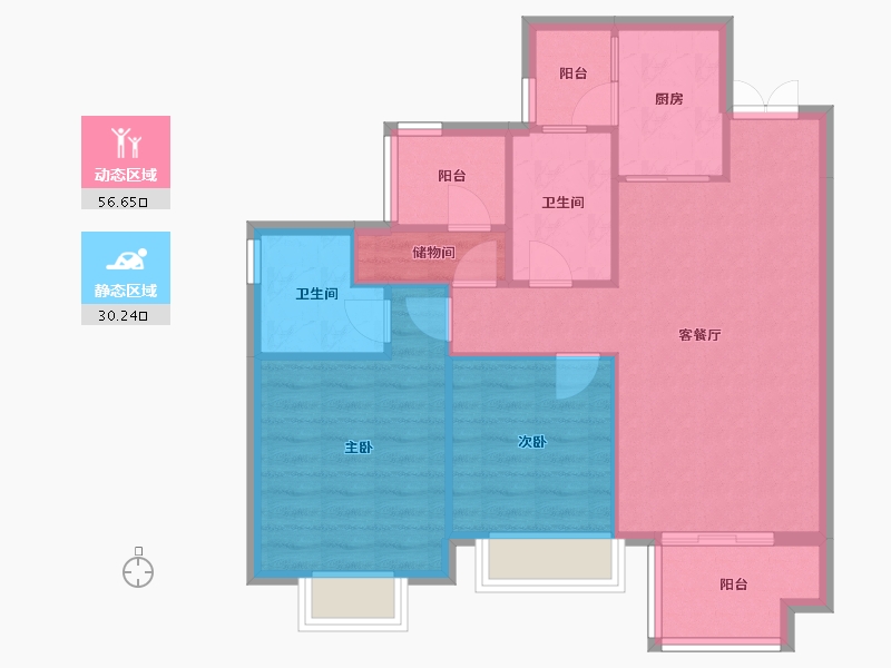 四川省-成都市-君悦濠庭C2户型98m²-78.62-户型库-动静分区