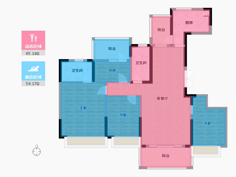 四川省-成都市-君悦濠庭D2户型142m²-109.90-户型库-动静分区